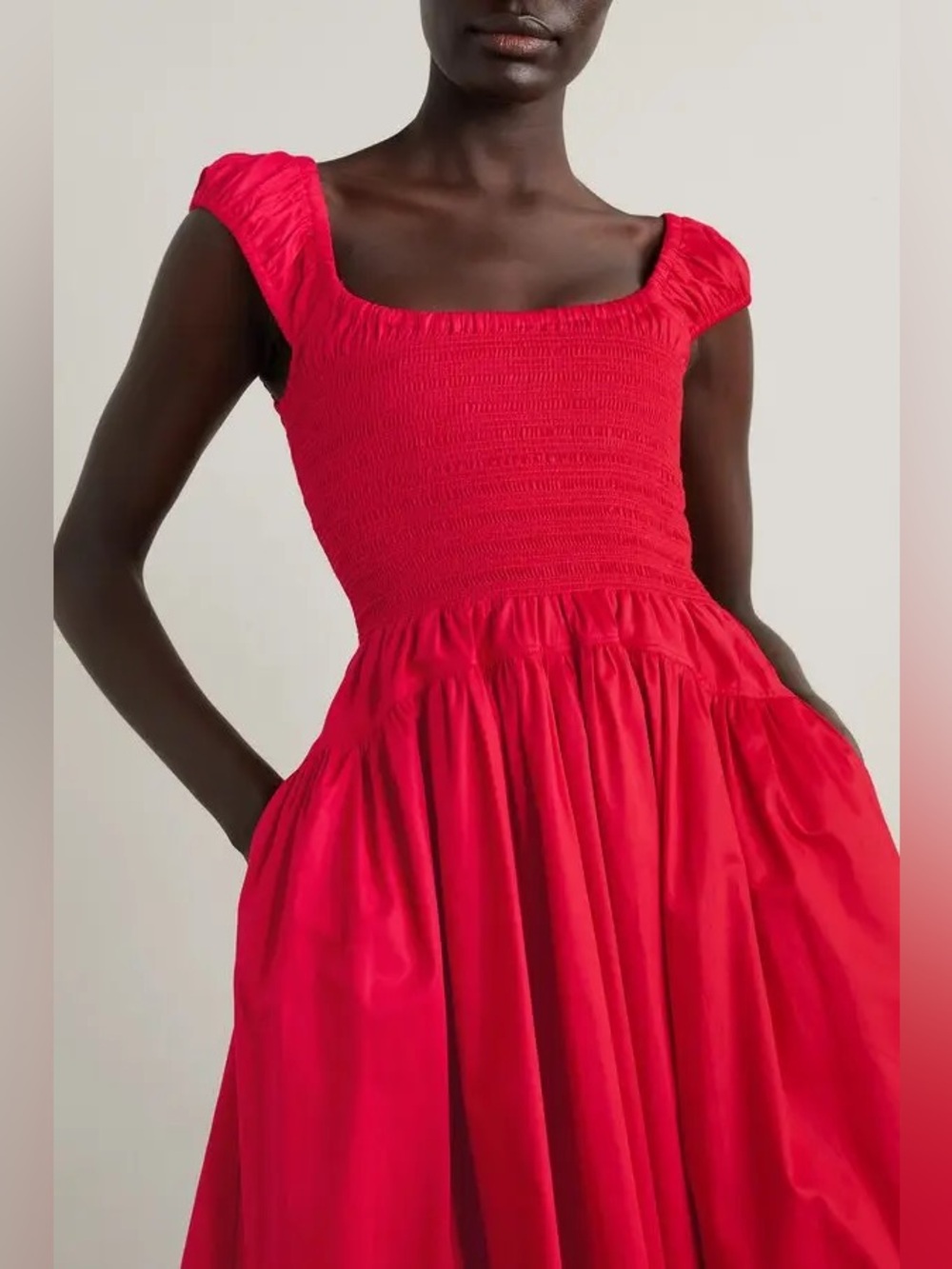 NWT La Ligne Vivian Red Smocked Bodice Square-Neck Dress 3X XXL plus size